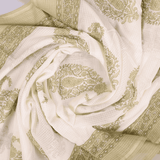 Mughal Butta Pea Green Cotton Unstitched Suit Set