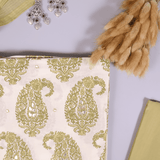 Mughal Butta Pea Green Cotton Unstitched Suit Set