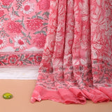 Pink Pure Chiffon Dupatta Unstitched Suit Set