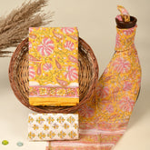 Mango Yellow Pure Kota Doria Dupatta Unstitched Suit Set