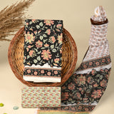 Jet Black Pure Kota Doria Dupatta Unstitched Suit Set