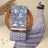 Soothing Blue Pure Kota Doria Dupatta Unstitched Suit Set