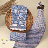 Soothing Blue Pure Kota Doria Dupatta Unstitched Suit Set