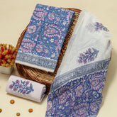 Cobalt Blue Pure Chiffon Dupatta Unstitched Suit Set