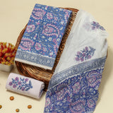 Cobalt Blue Pure Chiffon Dupatta Unstitched Suit Set