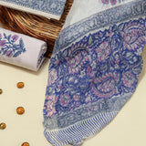 Cobalt Blue Pure Chiffon Dupatta Unstitched Suit Set