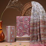 Onion Pink Pure Chiffon Dupatta Unstitched Suit Set