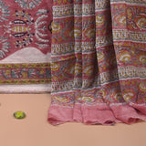 Onion Pink Pure Chiffon Dupatta Unstitched Suit Set