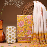 Minion Yellow Pure Chiffon Dupatta Unstitched Suit Set