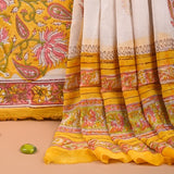 Minion Yellow Pure Chiffon Dupatta Unstitched Suit Set