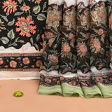 Jungle Black Pure Chiffon Dupatta Unstitched Suit Set