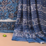 Indy Blue Pure Chiffon Dupatta Unstitched Suit Set