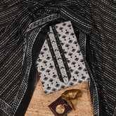 Abalone Grey Bagru Print Cotton Unstitched Salwar Suit