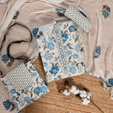 Admirable Blue Cotton Unstitched Salwar Suit