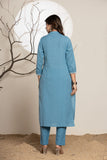 Aegan Blue Linen Suit Set