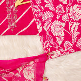 Amaranth Pink Leheriya Print Cotton Unstitched Suit Set