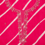Amaranth Pink Leheriya Print Cotton Unstitched Suit Set