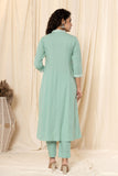 Aqua Green Linne A Line Suit Set