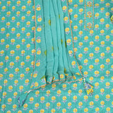 Arctic Blue Bagru Cotton Unstitched Suit Set
