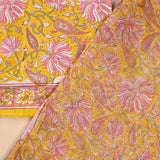 Mango Yellow Pure Kota Doria Dupatta Unstitched Suit Set
