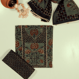 Algae Green Cotton Unstitched Suit Set