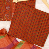 Rustic Bagru Print Cotton Unstitched Suit Set
