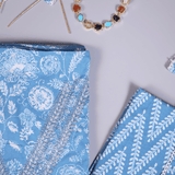 Misty Blue Floral Cotton Unstitched Suit Set