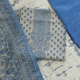 Bagru Buttin Tissue Silk Unstitched Suit Set