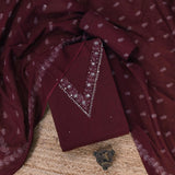Berry Marron Cotton Unstitched Suit Set