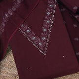 Berry Marron Cotton Unstitched Suit Set
