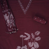 Berry Marron Cotton Unstitched Suit Set