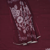 Berry Marron Cotton Unstitched Suit Set