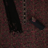 Black Ajrakh Print Cotton Unstitched Salwar Suit