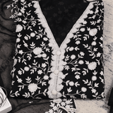 Black Chiffon Embroidery Unstitched Suit Set