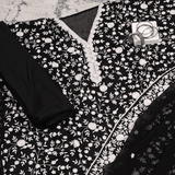Black Chiffon Embroidery Unstitched Suit Set