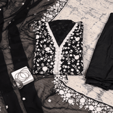 Black Chiffon Embroidery Unstitched Suit Set
