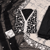 Black Chiffon Embroidery Unstitched Suit Set