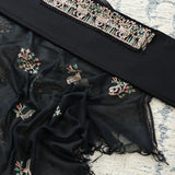 Black Embroidered Cotton Unstitched Suit Set