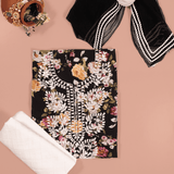 Black Floral Cotton Unstitched Suit Set
