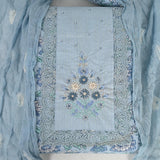 Bluish Grey Cotton Unstitched Suit Set