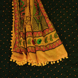 Bottle Green Bandhani Cotton Unstitched Salwar Suit