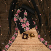 Breezy Black Chiffon Unstitched Suit Set