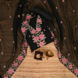 Breezy Black Chiffon Unstitched Suit Set