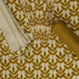 Breige Palm Cotton Unstitched Suit Set