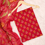 Bright Rani Bagru Print Cotton Unstitched Suit Set