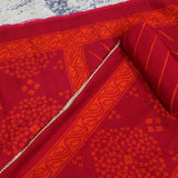 Bright Red Bhandej Cotton Unstitched Suit Set