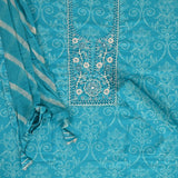 Bright Sky Cotton Unstitched Suit Set