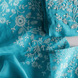 Bright Sky Organza Pearl Work Unstitched Suit Set