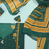 British Green Cotton Unstitched Suit Set