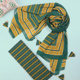 British Green Cotton Unstitched Suit Set